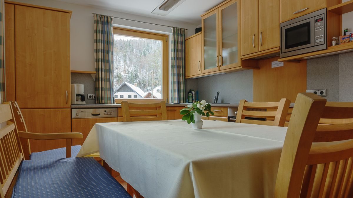 Küche mit Geschirrspüler – Ferienwohnung (ca. 80 m²), Pension Wanderruh in Grünau im Almtal